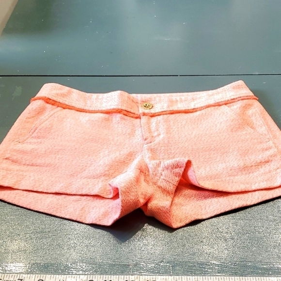 LILLY PULITZER shorts, pink/orange tweed. Size 0. Great used condition. Fringed - Picture 1 of 14